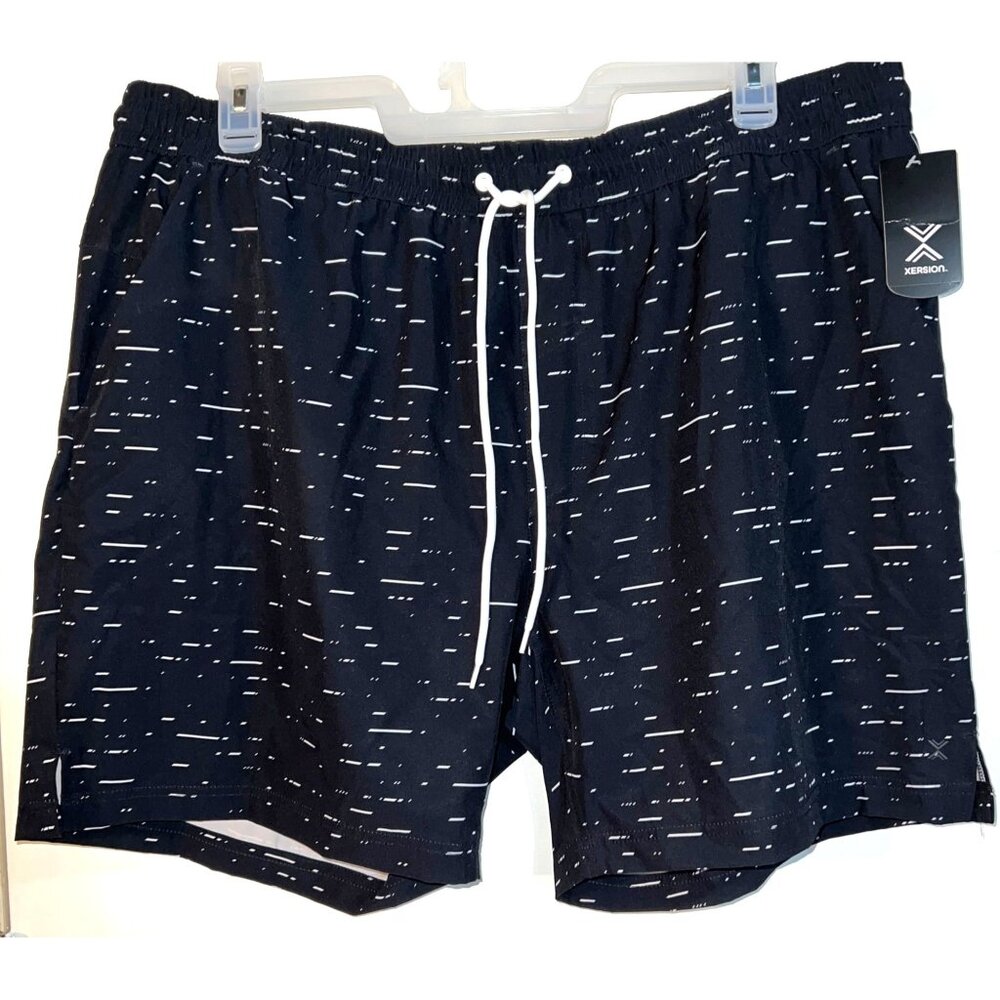 New Xersion Men's XXL Black & White Drawstring Swim Shorts